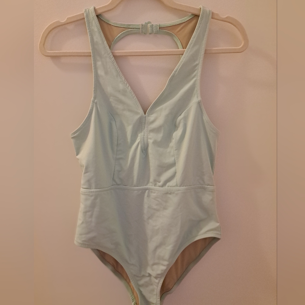 J. Crew Blue One-Piece Swimsuit V-Neck Classic